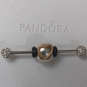 Pandora Clip Silver 14k Gold Braided Heart Vintage  (2 Listed Separately)